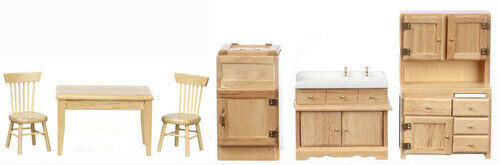 Dollhouse Miniature Oak Kitchen 6 Piece Set