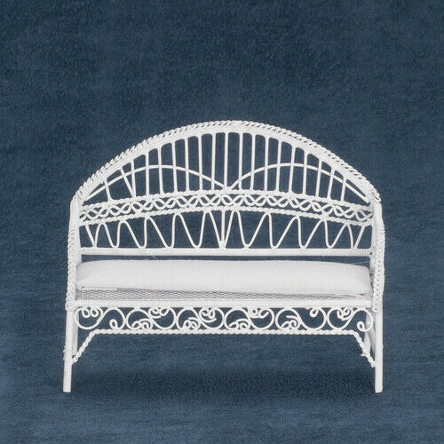Patio Bench - White Wire- Dollhouse Miniature