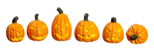 Dollhouse Miniature Set of 6 Pumpkins Assorted Faces
