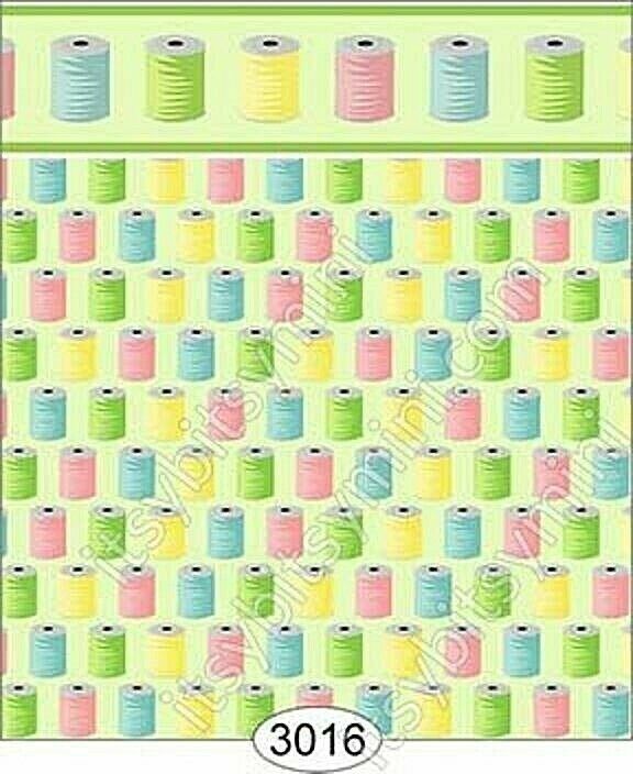 Dollhouse Miniature Wallpaper 1:12 Scale - Sew Perfect Thread Spools Green