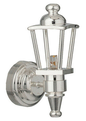 Dollhouse Miniature LED Silver Carriage Lamp