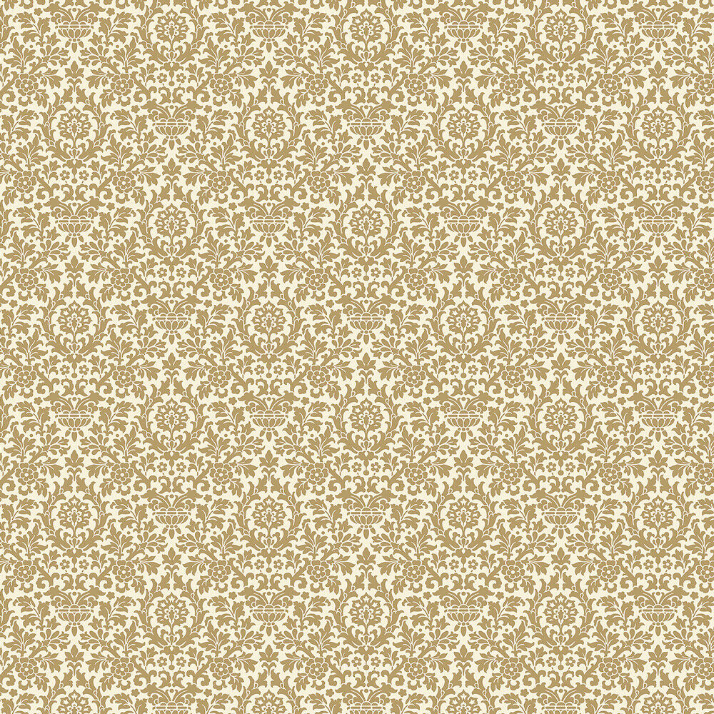 Bradbury and Bradbury Dollhouse Wallpaper - Vintage Essex Damask (Brown)