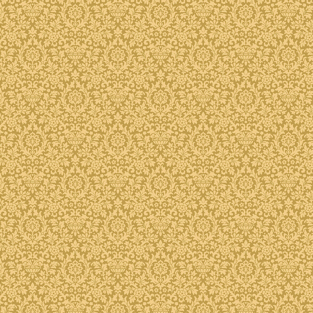 Bradbury and Bradbury Dollhouse Wallpaper - Vintage Essex Damask (Yellow)