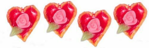 Dollhouse Miniature Small Heart Tarts Set of 4 by Falcon Miniatures