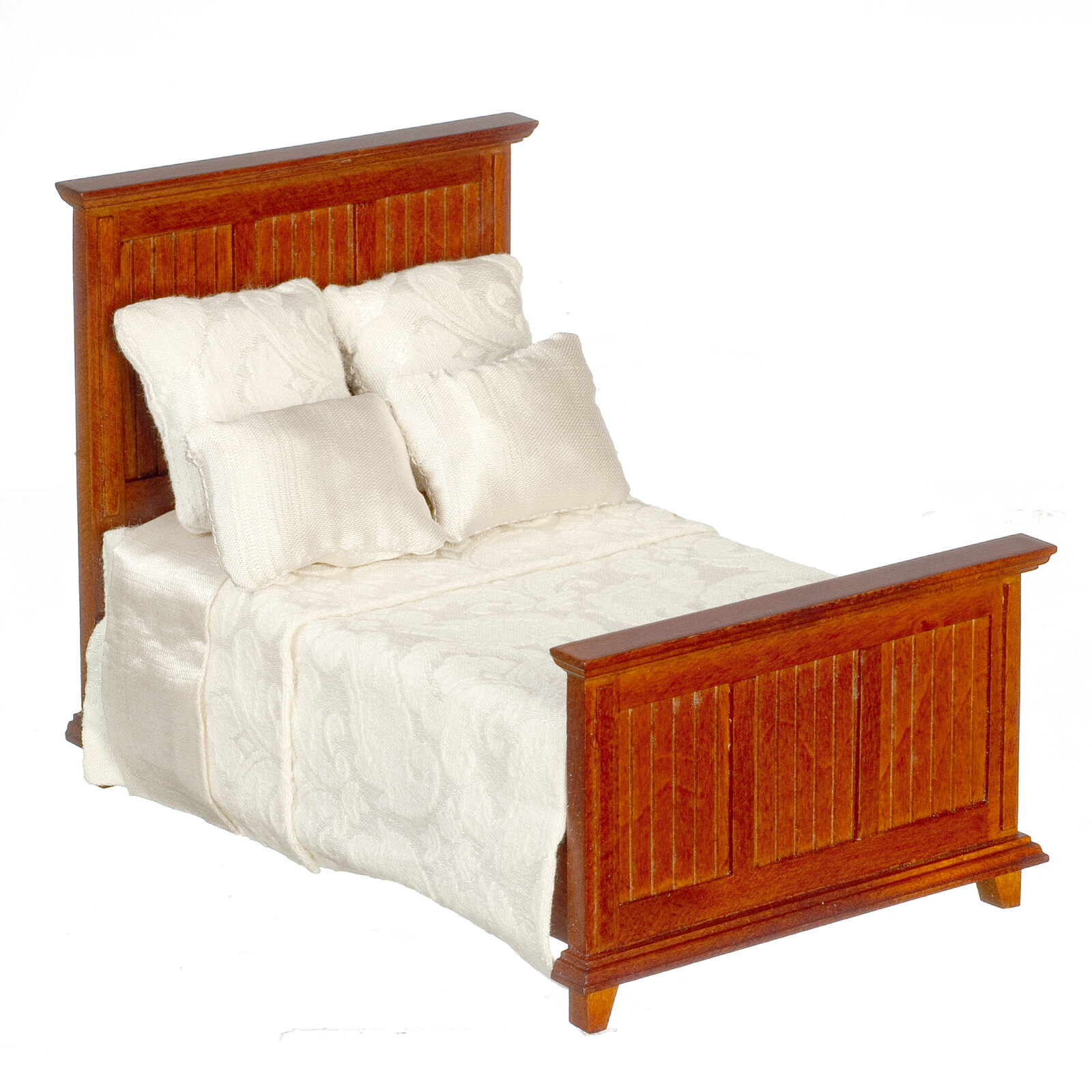 Dollhouse Miniature Country Paneled Bed in Walnut by JBM