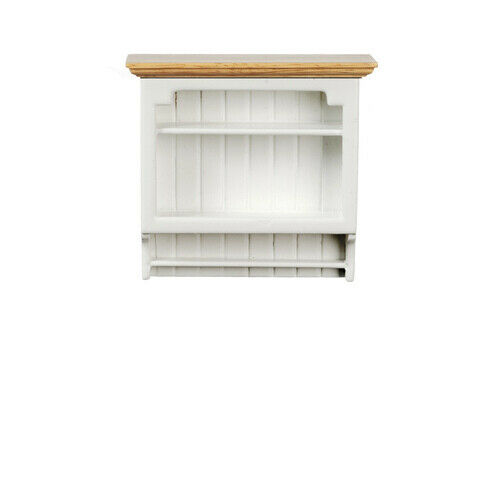 Dollhouse Miniature Kitchen Shelf in White and Oak