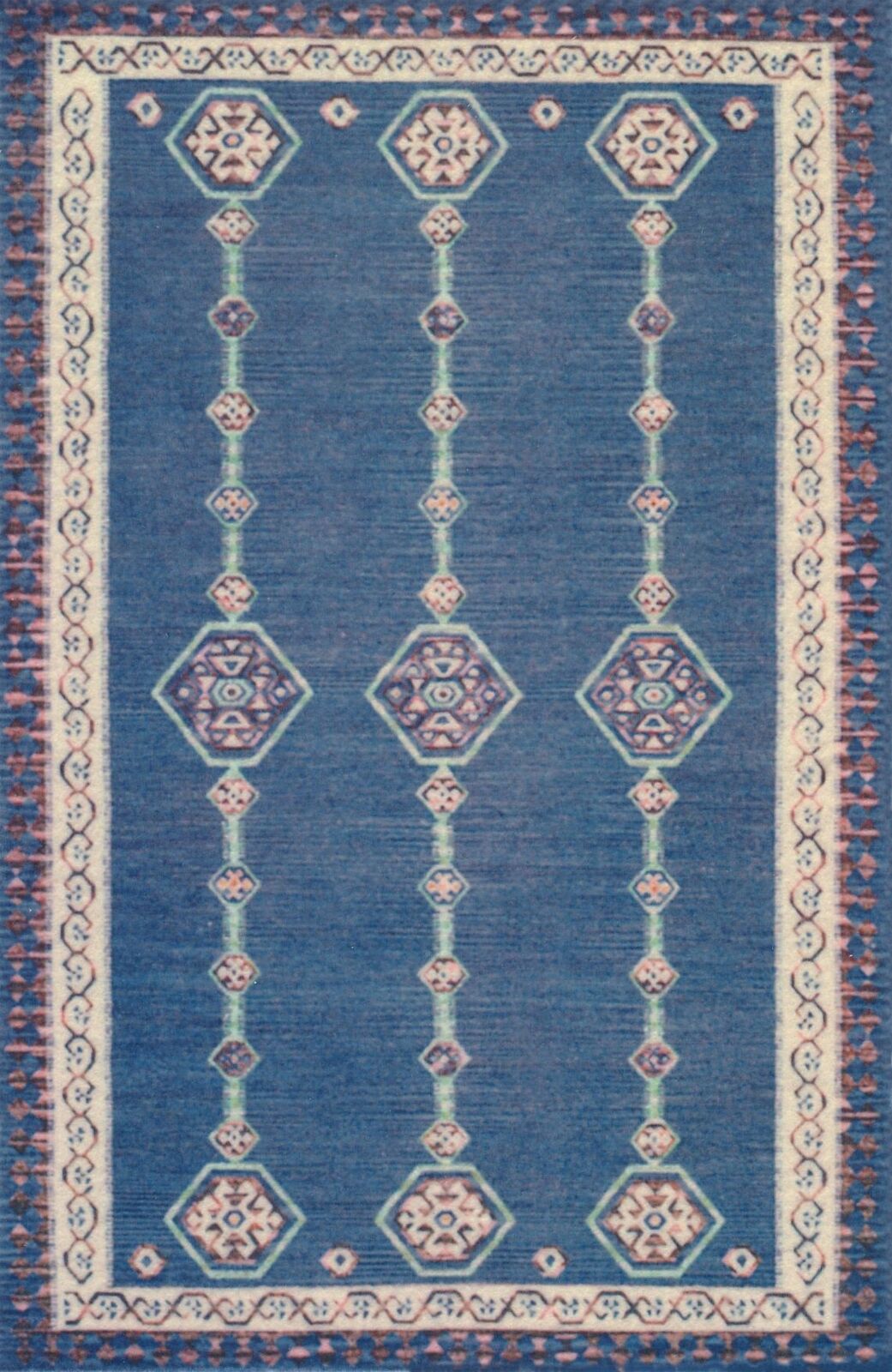 Dollhouse Miniature Persian Blue Printed Rug