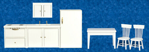Dollhouse Miniature Kitchen Set of 7 in White