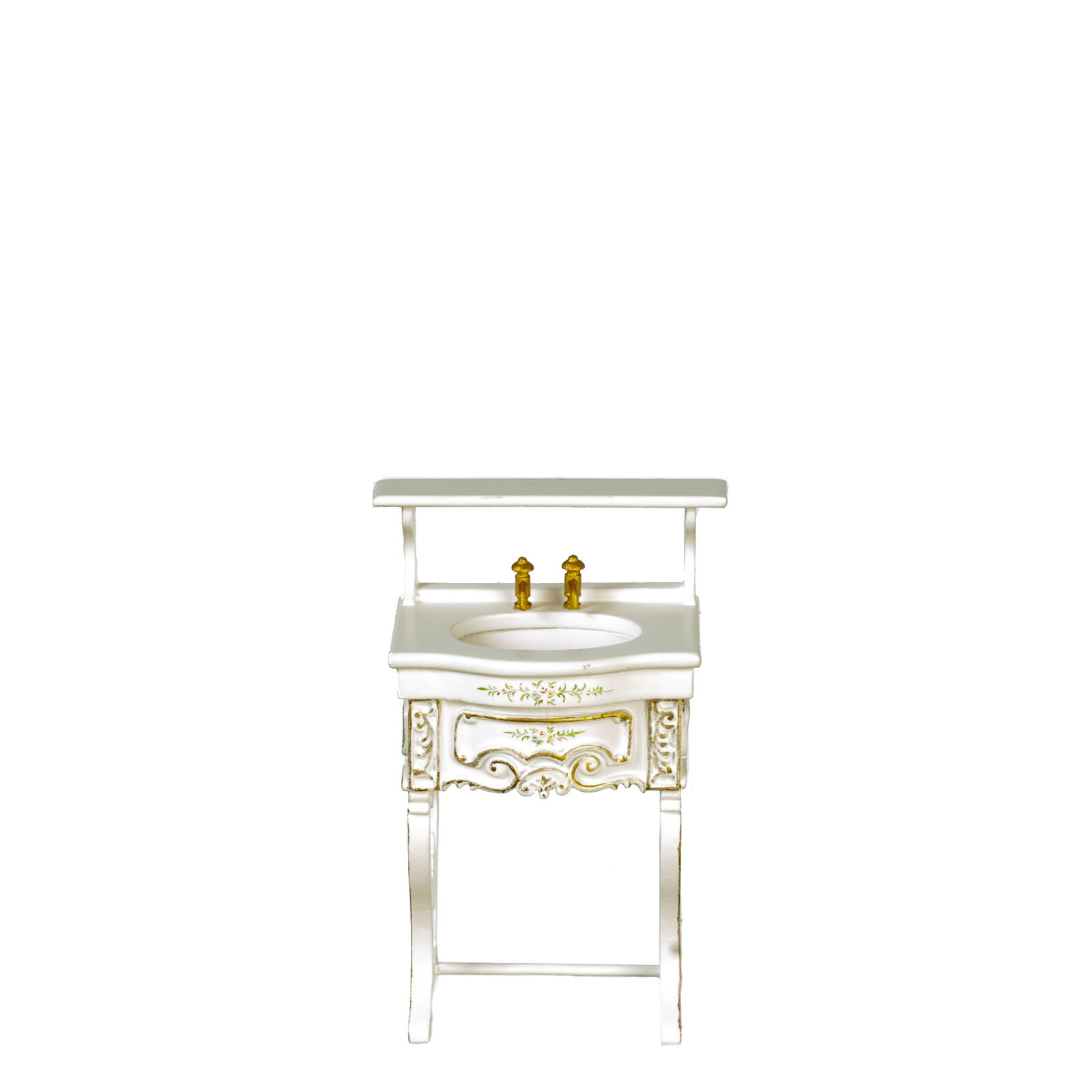 NEW from JBM Dollhouse Miniature Victorian Bathroom Sink/Washstand in White