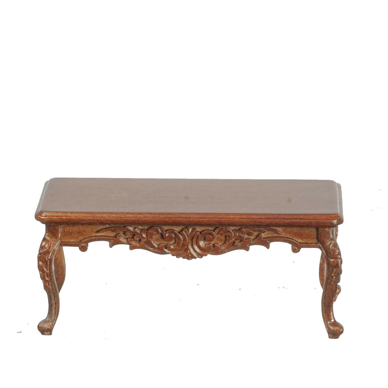 Dollhouse Miniature Queen Anne Coffee Table in Walnut by JBM