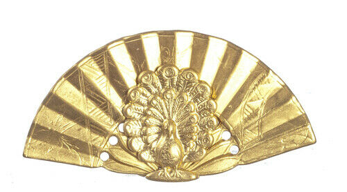 Dollhouse Miniature Brass Fan/Peacock Fireplace Screen
