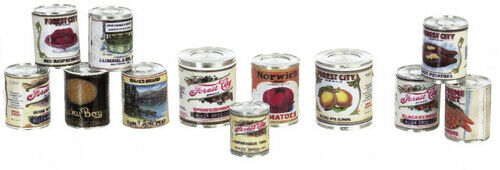 Dollhouse Miniature Food Cans Set of 12