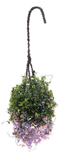 Hanging Basket: Pink-Purple-White, Small, for Dollhouse