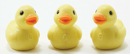 Dollhouse Miniature Pack of 3 Yellow Plastic Ducks