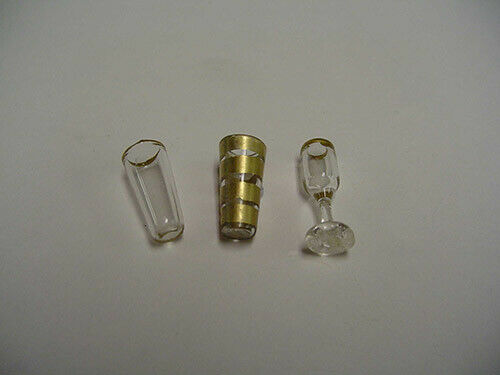 Dollhouse Miniature Glassware - Gold Rims Handcrafted - Set of 4