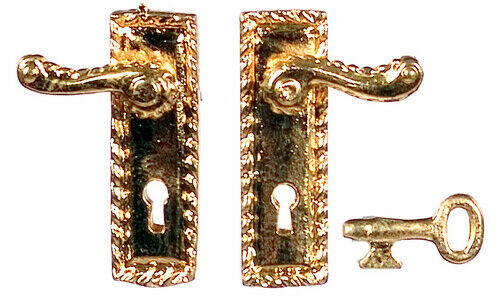 Dollhouse Miniature Knob and Keyplate with Key, Set of 3