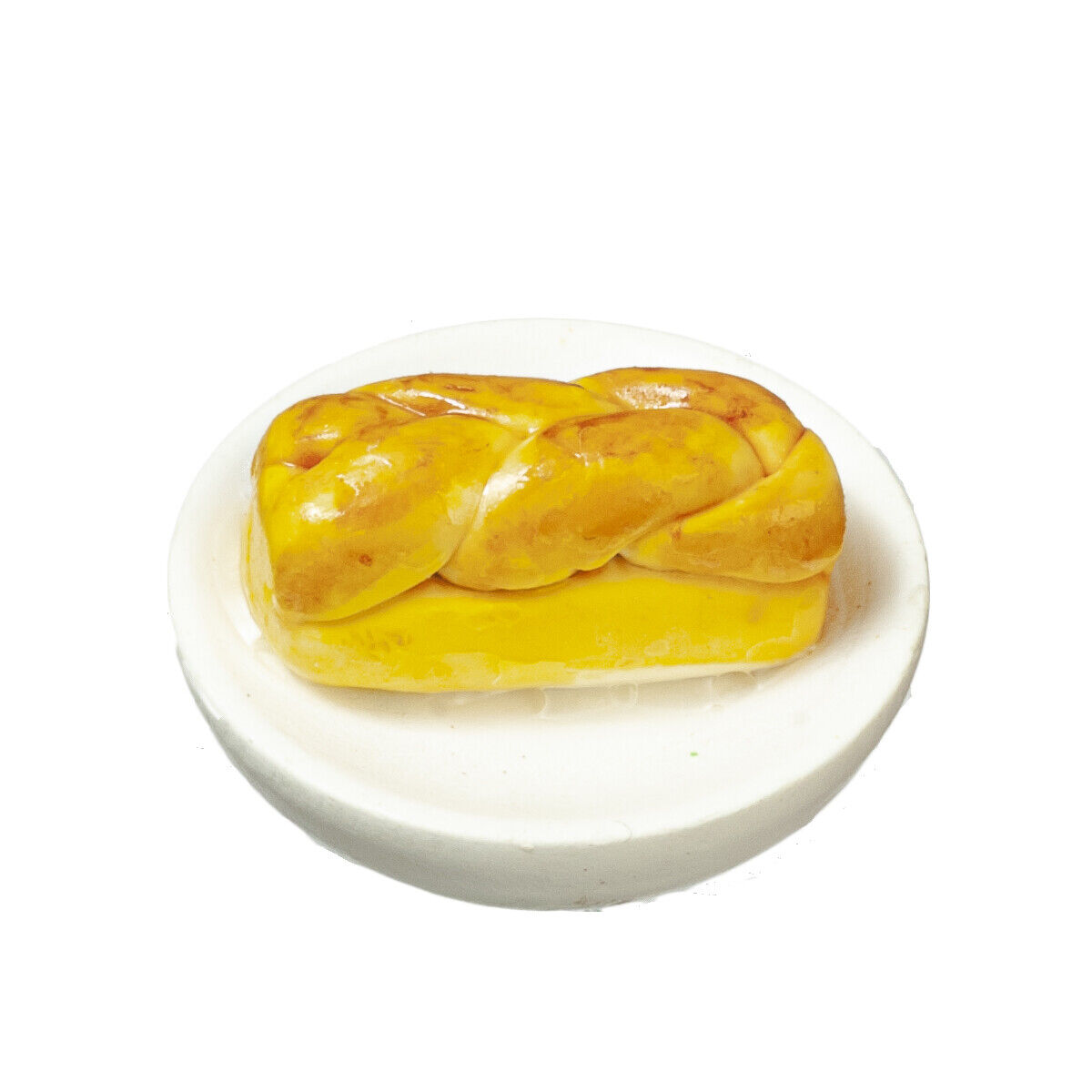 Dollhouse Miniature Loaf of Bread on Plate