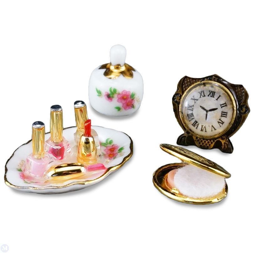 Reutter Porcelain - Dollhouse Miniature Makeup Set with Clock