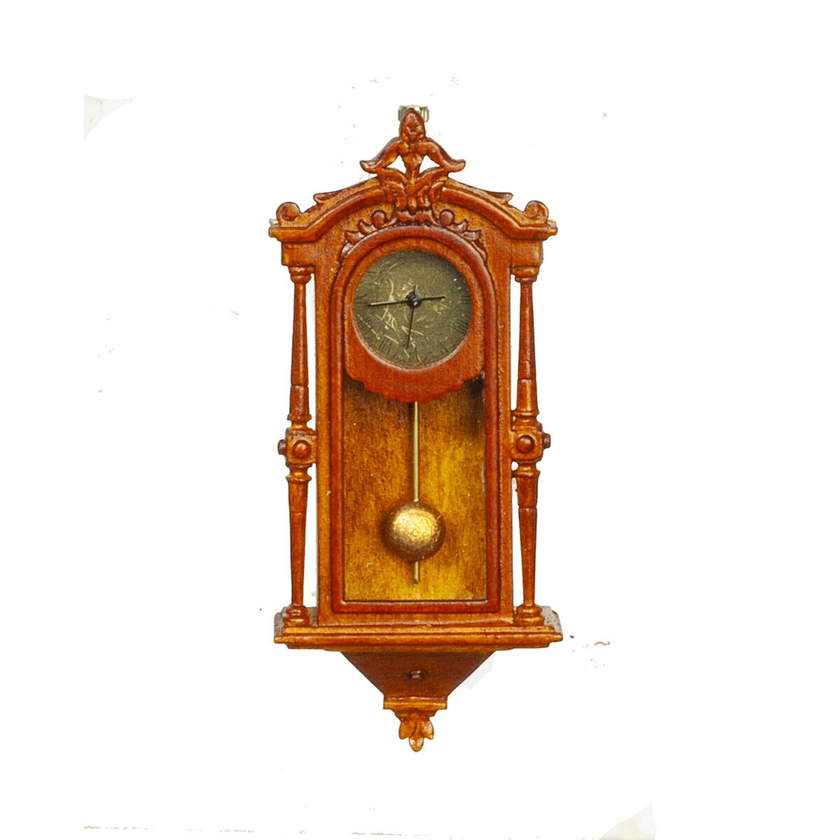 JBM Dollhouse Miniature Victorian Wall Clock in Walnut