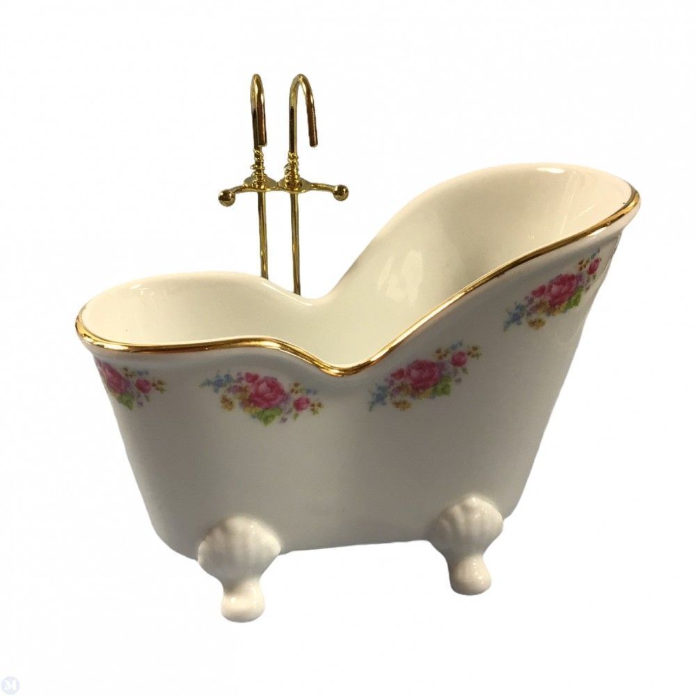 Reutter Porcelain Dresden Rose Hip Bath - Dollhouse Miniature
