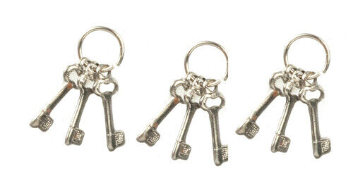 Dollhouse Miniature Set of 3 Silver Key Rings