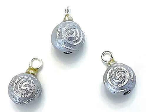 Dollhouse Miniature Silver Rose Ornaments Set of 3