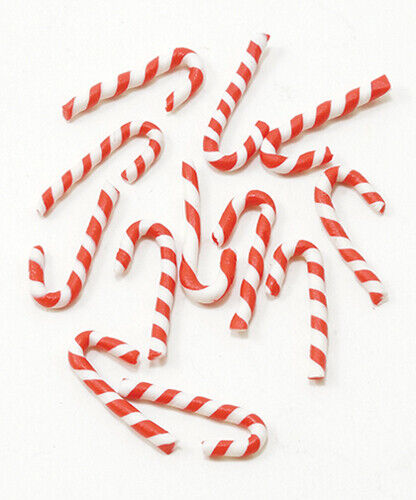 Dollhouse Miniature Red/White Candy Canes 12 Pieces
