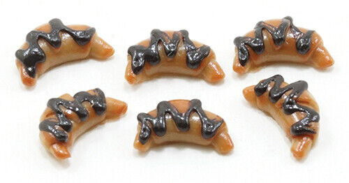 Dollhouse Miniature Chocolate Croissants - 6 pieces