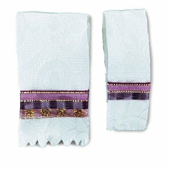 Dollhouse Miniature Towel Set - White and Red - by Reutter Porcelain