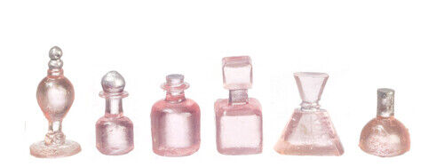 Dollhouse Miniature Assorted Bottles - 6 Pieces in Pink