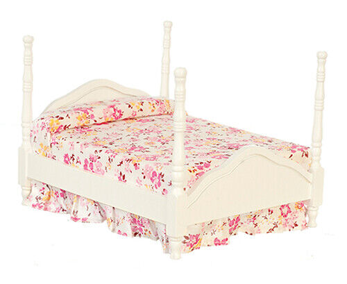 Dollhouse Miniature Cannonball Bed in White