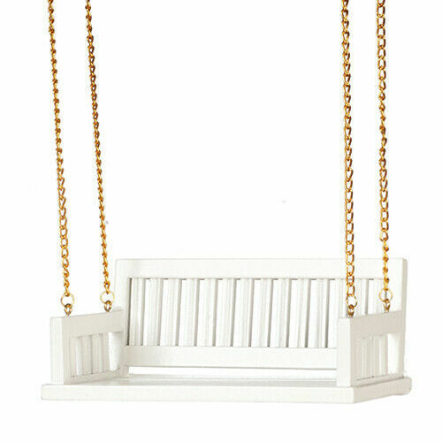 Dollhouse Miniature Porch Swing in White