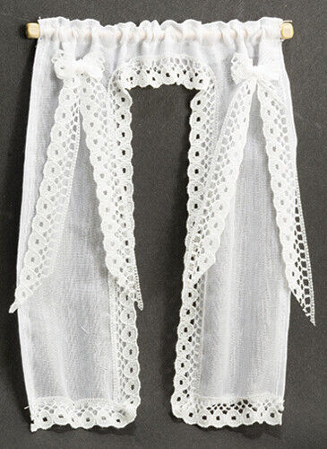 Dollhouse Miniature White Demi Curtains