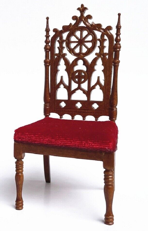JBM Dollhouse Miniature Jacobean  Wainscot Side Chair in Walnut