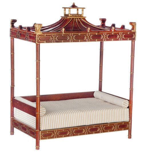 Dollhouse Miniature Qing Dynasty Daybed in Walnut by JBM