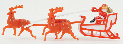 Dollhouse Miniature Santa Sleigh with Reindeer