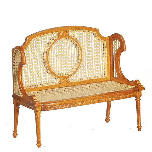 Dollhouse Miniature Louis XVI Hall Bench in Walnut by JBM