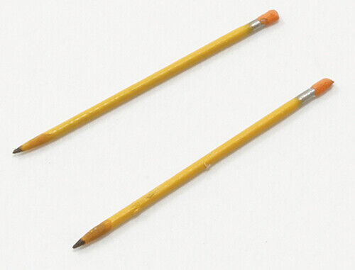 Dollhouse Miniature Set of 2 Pencils, Handcrafted