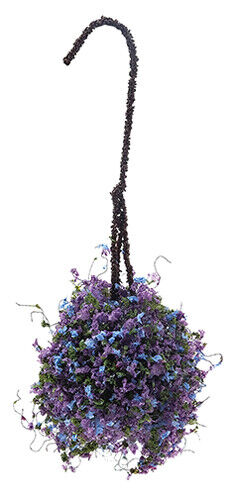 Hanging Basket: Purple-Blue, Large, for Dollhouse