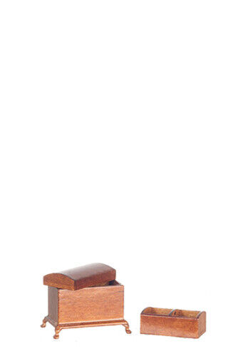 Dollhouse Miniature Dome Top Trunk/Walnut from the Platinum Collection