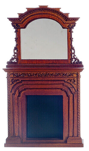 Dollhouse Miniature Chester Fireplace in Walnut from the Platinum Collection