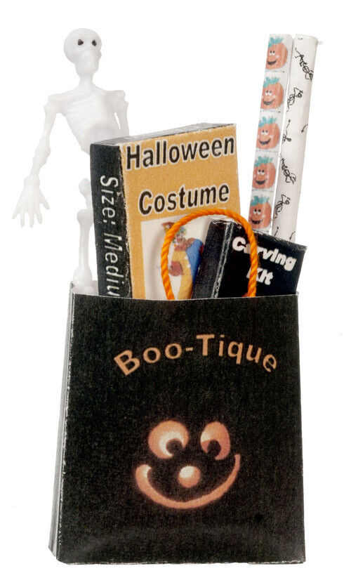 Dollhouse Miniature Halloween Shopping Bag Filled