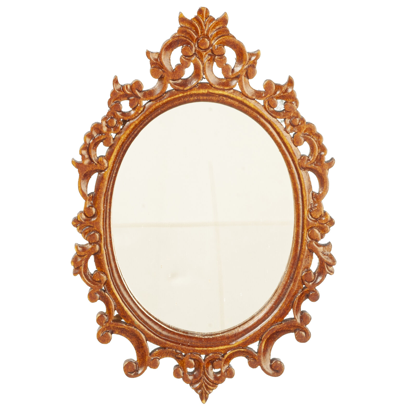NEW! From JBM Dollhouse Miniature Empire Oval Mirror in Walnut