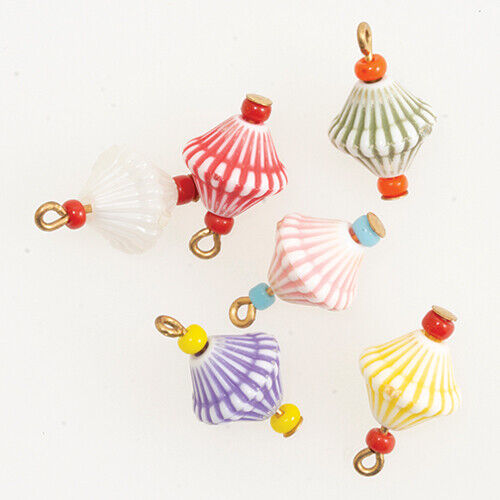 Dollhouse Miniature Lantern Ornaments, Striped, Set of 6