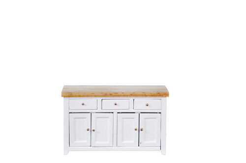 Dollhouse Miniature Kitchen Counter in White and Oak