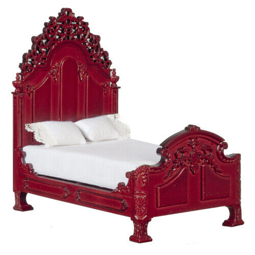 RI Mauldie Victorian Bed in Mahogany - Platinum Collection - Dollhouse Miniature