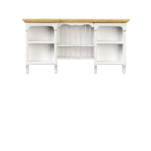 Dollhouse Miniature Kitchen Plateholder in White and Oak