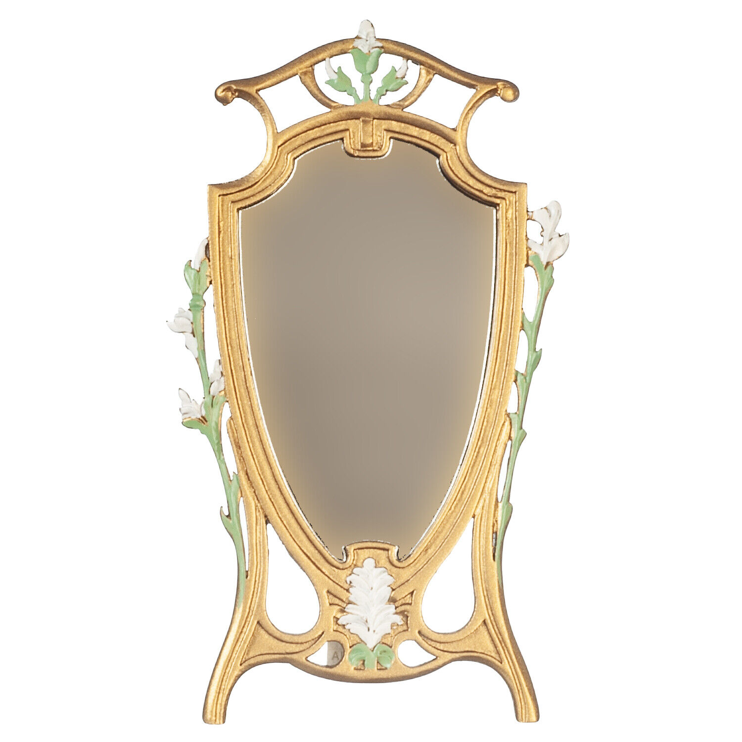 NEW! From JBM  Dollhouse Miniature Art Deco Easel Mirror in Gold