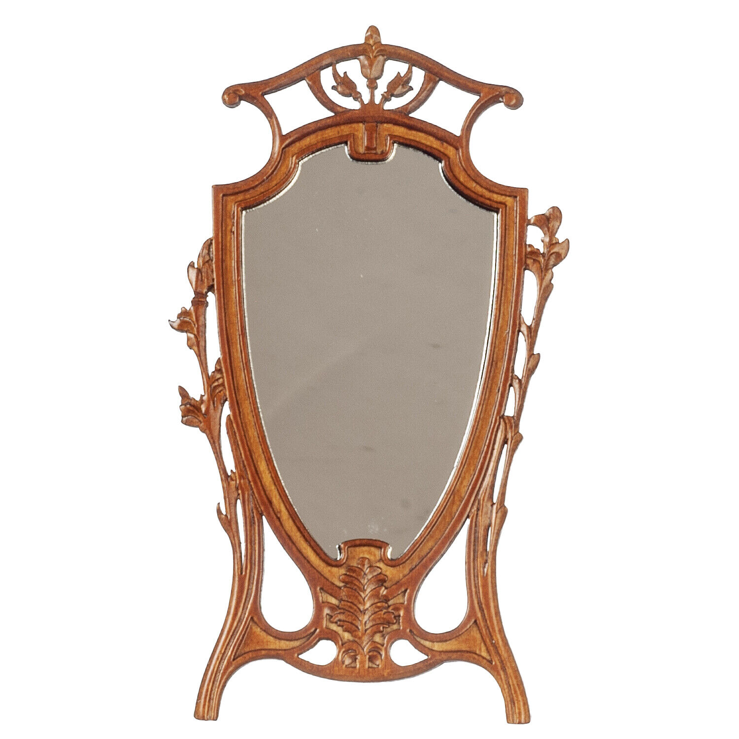 NEW! From JBM Dollhouse Miniature Art Deco Easel Mirror in Walnut