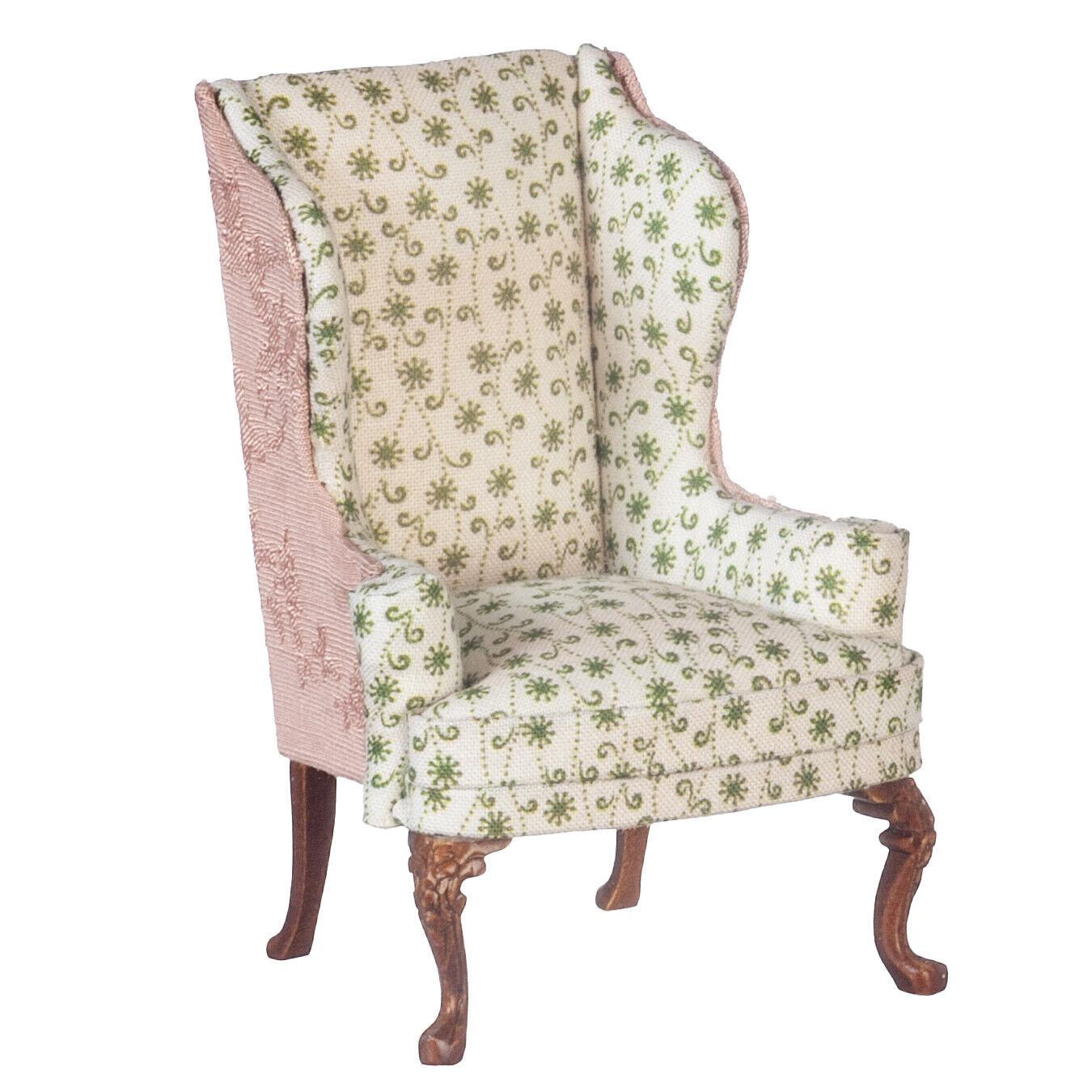 NEW From JBM Dollhouse High Back Chair in Walnut and Green